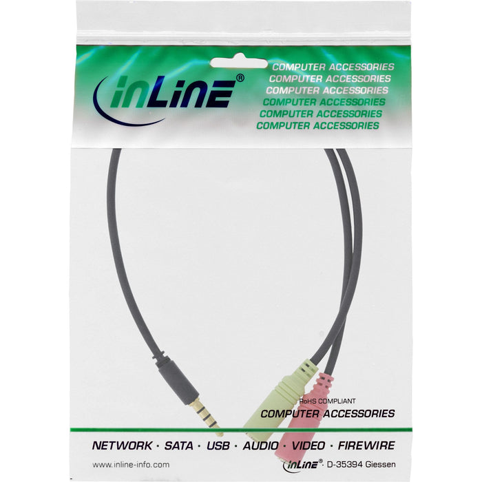 Cable Para Auriculares Inline Audio 3,5 Mm Macho 4 Pines A 2x 3,5 Mm 1 M