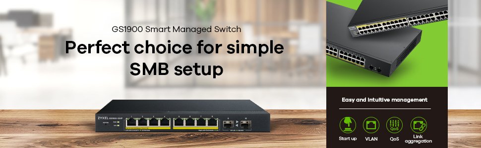 Switch Zyxel Gs1900-10hp Gestionado L2 Gigabit Ethernet (10/100/1000) Energía Sobre Ethernet (Poe) Negro