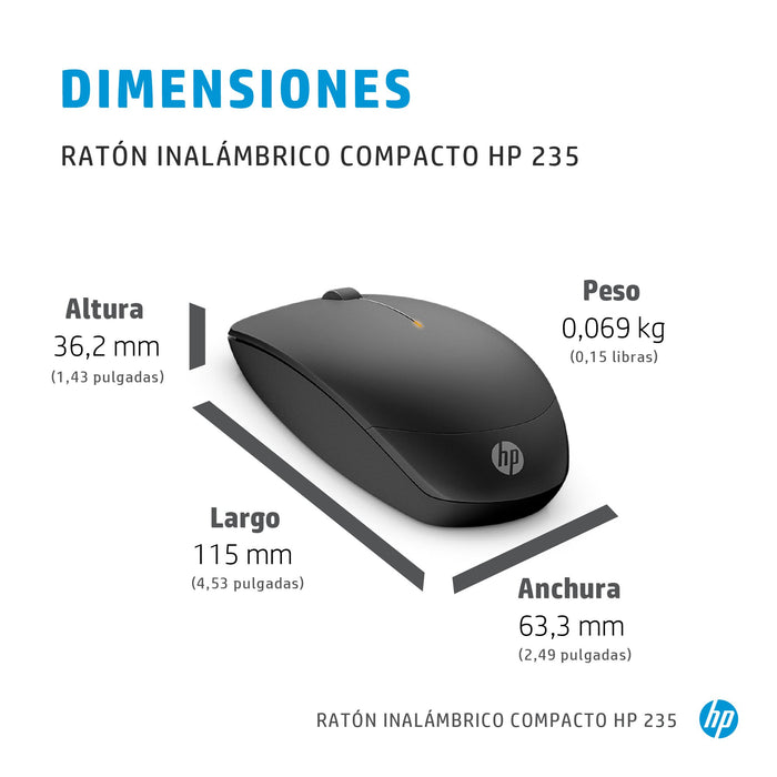 EAN 5715063682432 - HP 235 Slim Wireless Mouse ratón Oficina Ambidextro RF inalámbrico Óptico 1600 DPI imagen 4