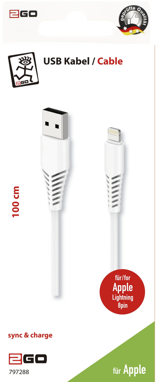 EAN 4010425972888 - 2GO 797288 cable de conector Lightning 1 m Blanco imagen 2