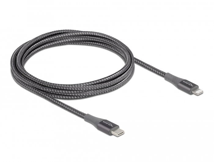Delock 86632 Cable De Datos Y De Carga Usb Type-C A Lightning Para Iphone, Ipad Y Ipod Gris 2 M Mfi