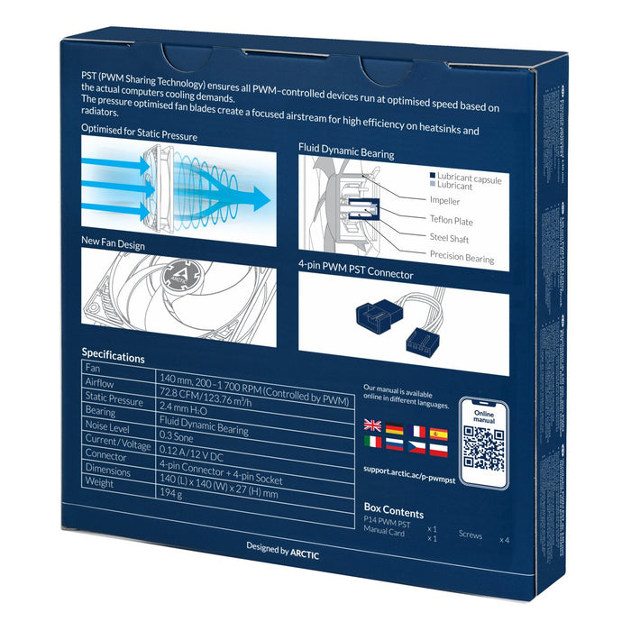 EAN 4895213703116 - ARCTIC P14 PWM PST Carcasa del ordenador Ventilador 14 cm Blanco imagen 5