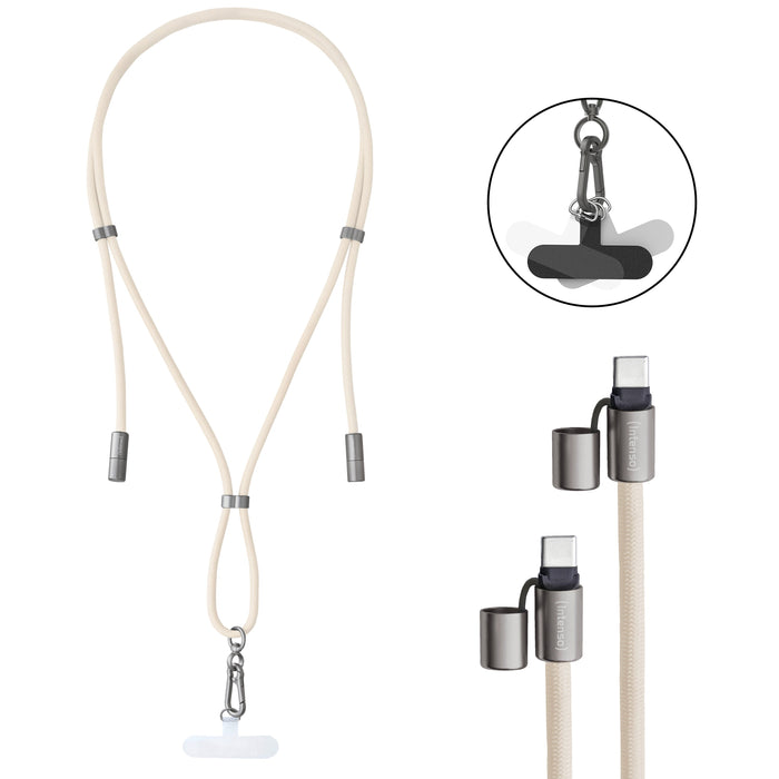 EAN 4034303037100 - Intenso Handykette als Lade- + Datenkabel USB-C bis 1,65m beige cable USB USB C imagen 1