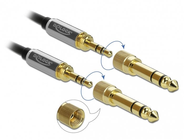 Delock Spiralcable 3,5 Mm 3 Pin Klinkenstecker Zu Klinkenstecker Mit Schraubadapter 5 M