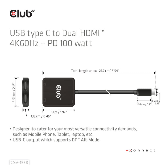EAN 8719214472979 - CLUB3D CSV-1558 divisor de video USB Tipo C 2x HDMI imagen 3