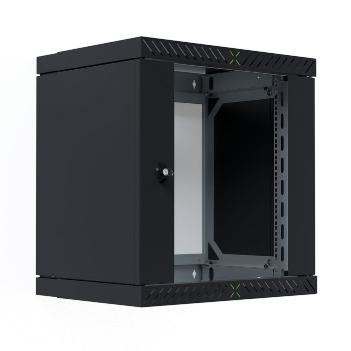 Armario De Pared X-Rack De 19" Con Puerta De Vidrio De 400-600 Mm, 12u, Color Negro.