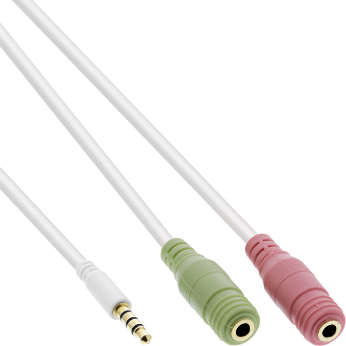 Cable Para Auriculares Inline Audio 3,5 Mm Macho 4 Pines A 2x 3,5 Mm 1 M