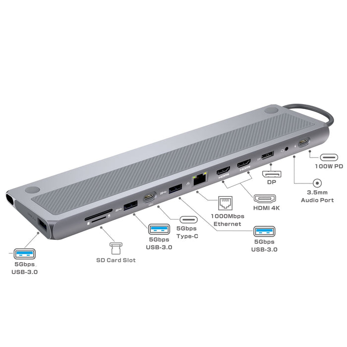 EAN 8052101435351 - Ewent EW1150 base para portátil y replicador de puertos Alámbrico USB 3.2 Gen 1 (3.1 Gen 1) Type-C Alumin imagen 3