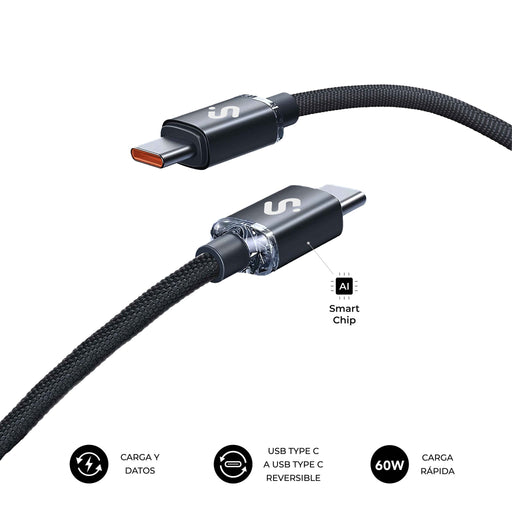 EAN 8436586743536 - SUBBLIM SUBCAB-C06001 cable USB USB 2.0 USB C Negro imagen 2
