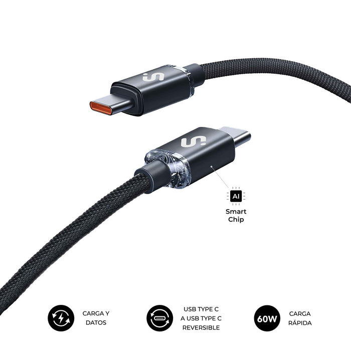 EAN 8436586743536 - SUBBLIM SUBCAB-C06001 cable USB USB 2.0 USB C Negro imagen 2