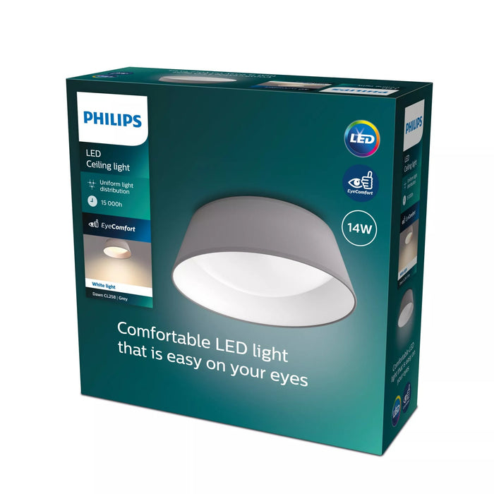Plafón Interior Led 14 W 1.100 Lm 3.000 K Gris Mod. Dawn, Ø34 Cm