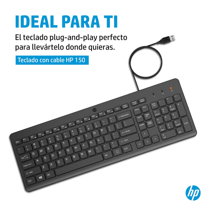 EAN 0196548244102 - HP 150 USB-A Wired Keyboard teclado Universal Negro imagen 10