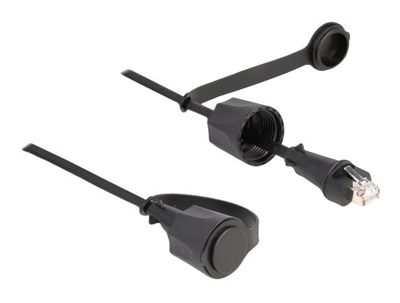 Delock Netzwerkcable Rj45 Stecker Zu Rj45 Stecker Cat.6 Stp Mit Verschlusskappe Outdoor Ip68 Staub- Und Wasserdicht Schwarz 1 M