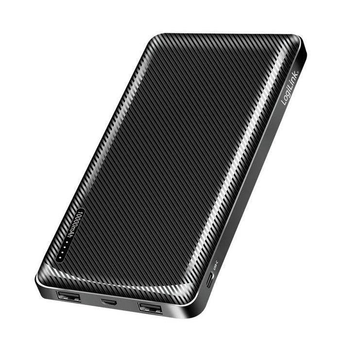 Logilink Pa0316 Power Bank, Li-Po, 10,000 Mah, 2x Usb-A, Usb-C, Black