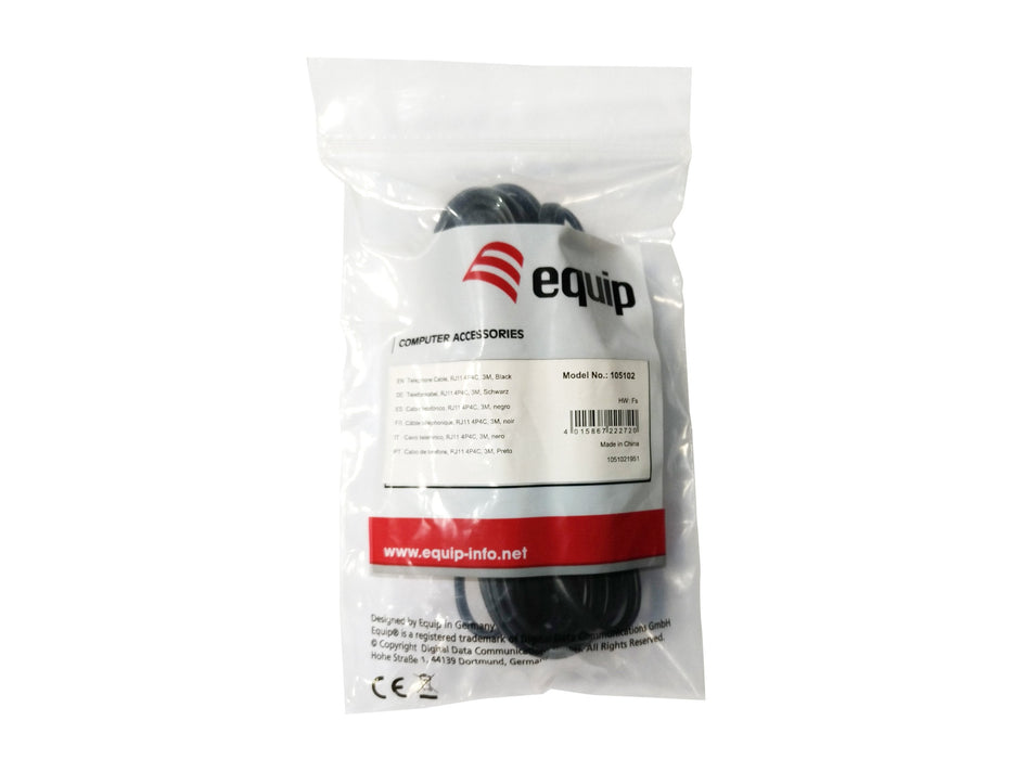Equip 105102 Cable Telefónico 3 M Negro