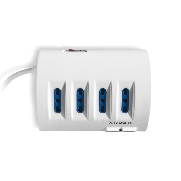 Ewent Regleta Con 6 Tomas - 4 Tomas L + 2 Toma L/F (Schuko) - 2x Usb-A - Proteccion Infantil - Enchufe Italiano Plano