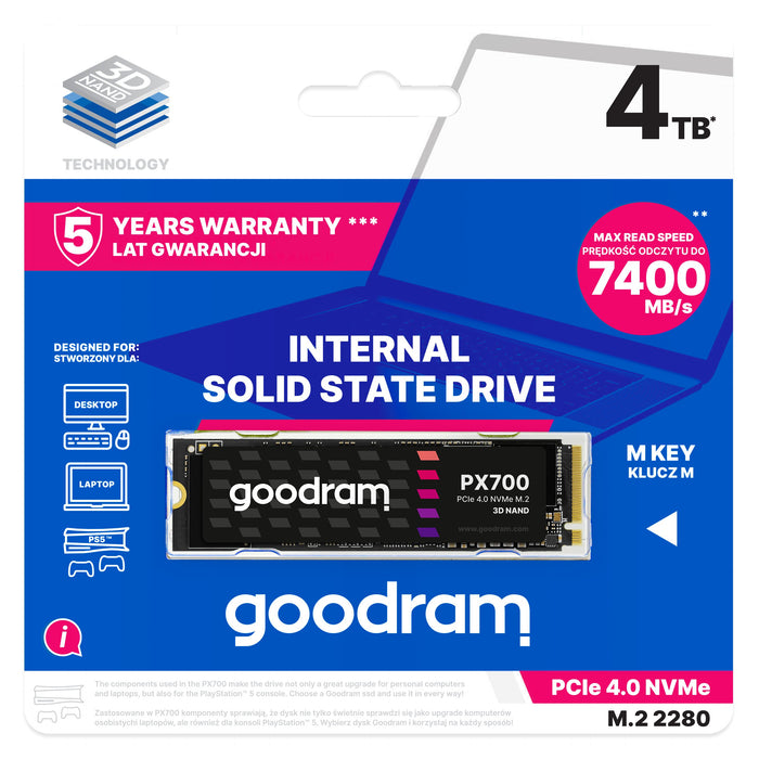 EAN 5908267965061 - Goodram PX700 SSD SSDPR-PX700-04T-80 unidad de estado sólido 4 TB M.2 PCI Express 4.0 NVMe 3D NAND imagen 2