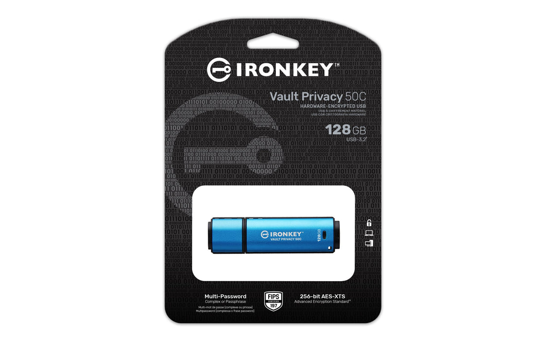 EAN 0740617330205 - Kingston Technology IronKey Vault Privacy 50 unidad flash USB USB Tipo C 3.2 Gen 1 (3.1 Gen 1) Negro, Azu imagen 3