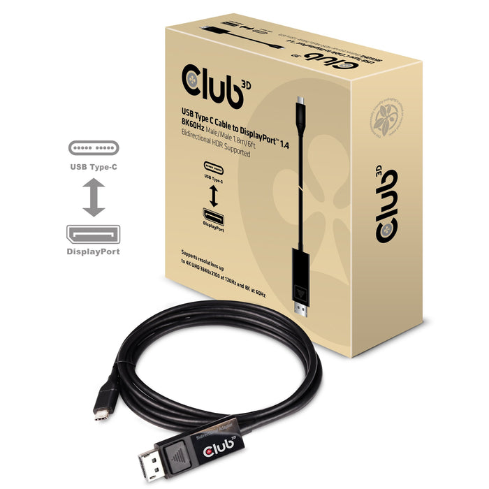 EAN 8719214471224 - CLUB3D CAC-1557 adaptador de cable de vídeo 1,8 m USB Tipo C DisplayPort Negro imagen 2
