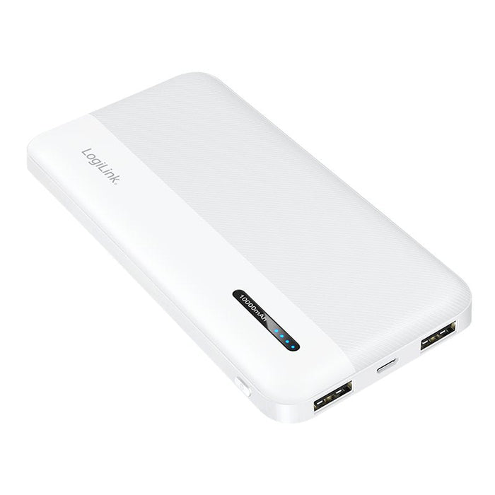 Logilink Mobile Power Bank, Lipo, 10.000 Mah, Usb-C In Out, Blanco