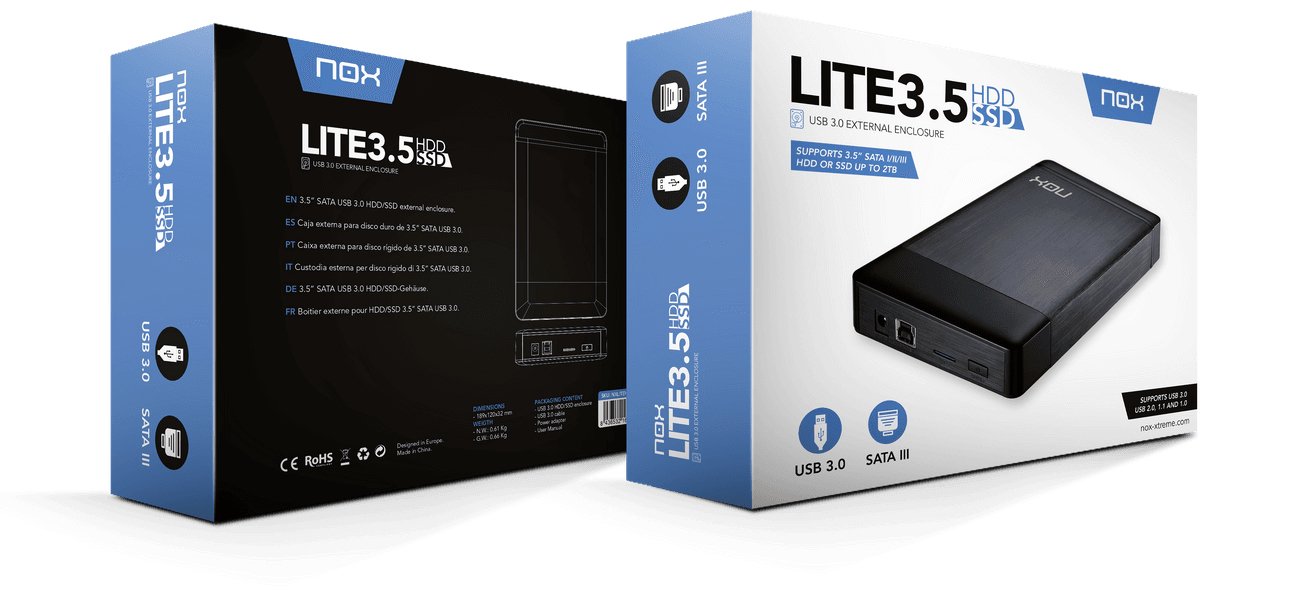 EAN 8436532167805 - NOX Lite 3.5 Carcasa de disco duro/SSD Negro 3.5" imagen 4