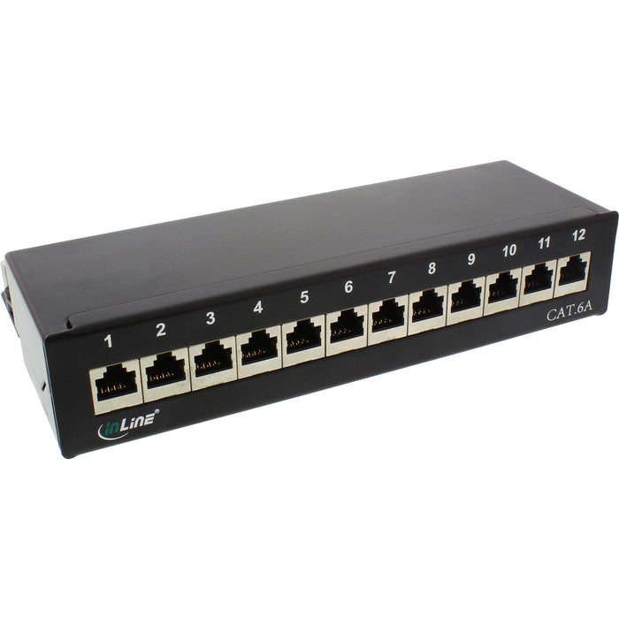 Inline Patch Panel Cat.6a Montaje De Mesa/Pared 12 Puertos Negro Ral9005