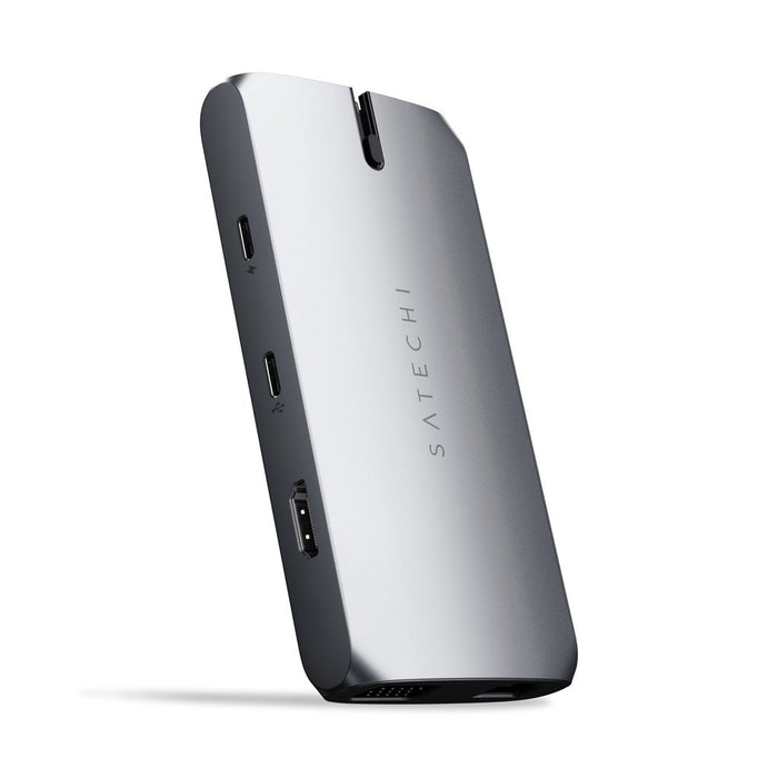 Satechi On-The-Go Multiport Usb-C (Usb-C Pd, 2x Usb-A, Hdmi 4k, Vga, Ethernet, Czytnik Kart Micro/Sd) (Gwiezdna Szarosc)