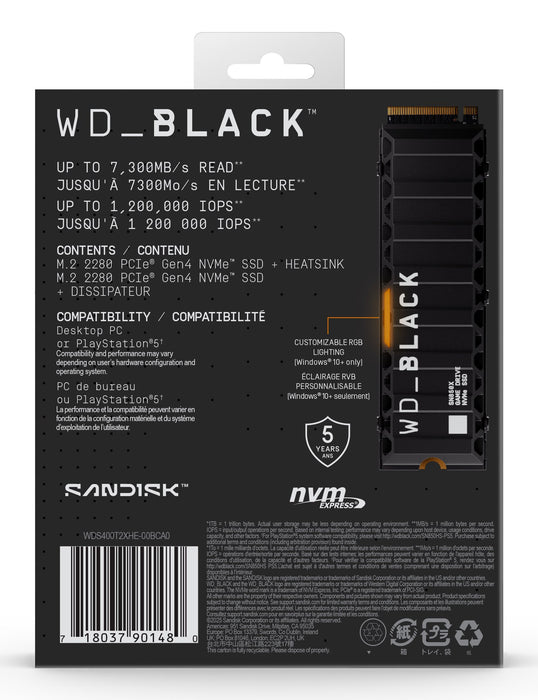 EAN 0718037901480 - SanDisk WD_BLACK SN850X NVMe 4 TB M.2 PCI Express 4.0 imagen 4
