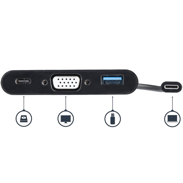 Startech.Com Adaptador Multifunción Usb-C A Vga Con Entrega De Potencia (Power Delivery) Y Puerto Usb-A