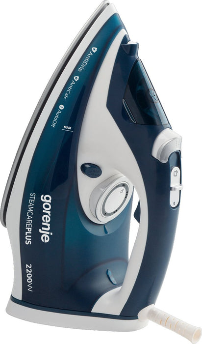 Gorenje Plancha De Vapor Sih2200tqc Plancha De Vapor, 2200 W, Capacidad Del Depã³sito De Agua 300 Ml, Vapor Continuo 30 G/Min, Azul/Blanco