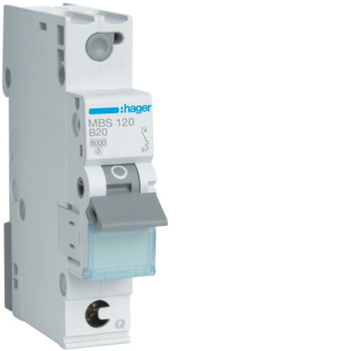 Hager Leitungsschutzschalter Mbs120 1polig 6ka B-20a Quick Connect 1m