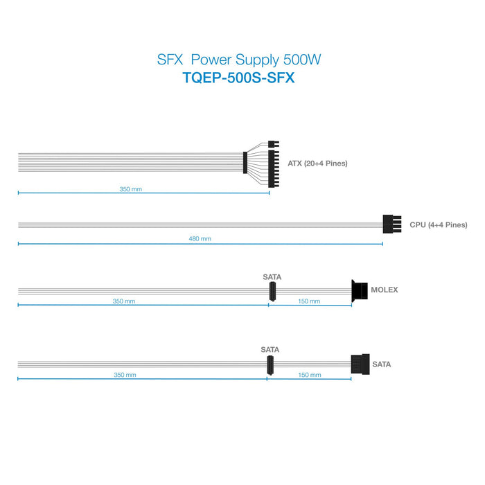 EAN 8433281007376 - TooQ Fonte Ecopower II unidad de fuente de alimentación 500 W 20+4 pin ATX SFX Plata imagen 10