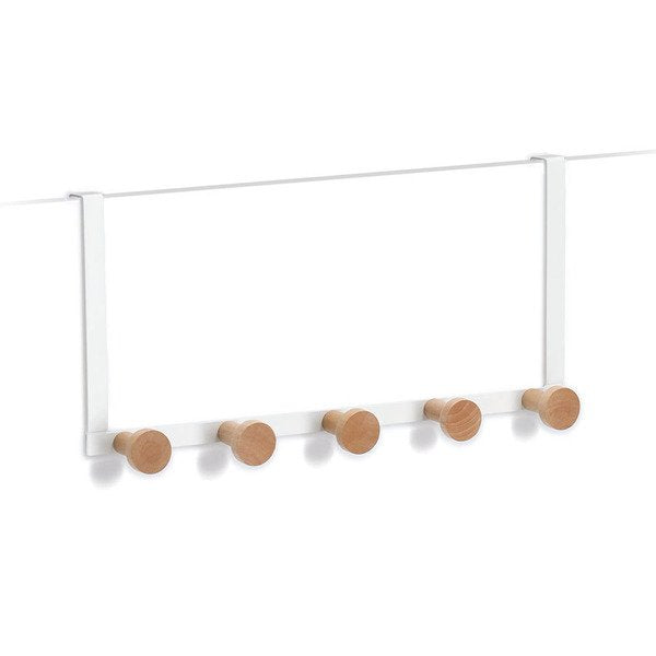 Zeller Present Türhänger M. 5 Haken, Metall/Holz, Blanco