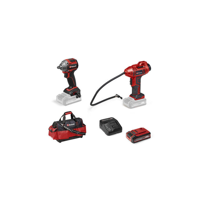 Einhell Tp-Cw 18/260 + Kit Ce-Cc 18, Llave De Impacto Rojo/Negro, 1x Batería De Iones De Litio De 4,0 Ah, Con Bolsa 4326650