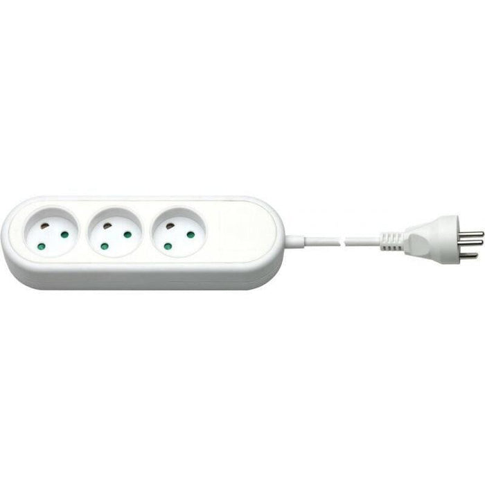 El-StikdSe Med 3 Udtag  M/Jord, 3,0m Ledning, Hvid