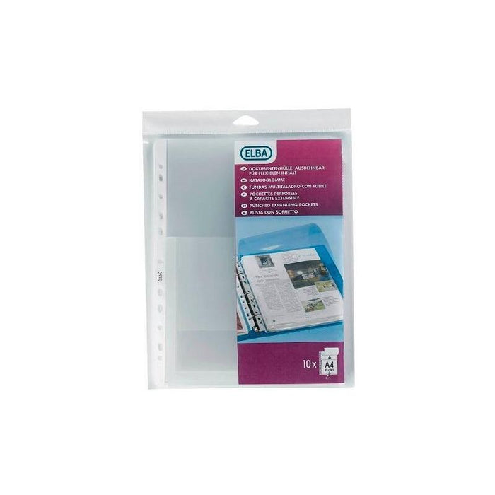 Elba Funda Multitaladro 11 Pp Cristal A4 200 Micras Gran Capacidad Extra Blister -10u-