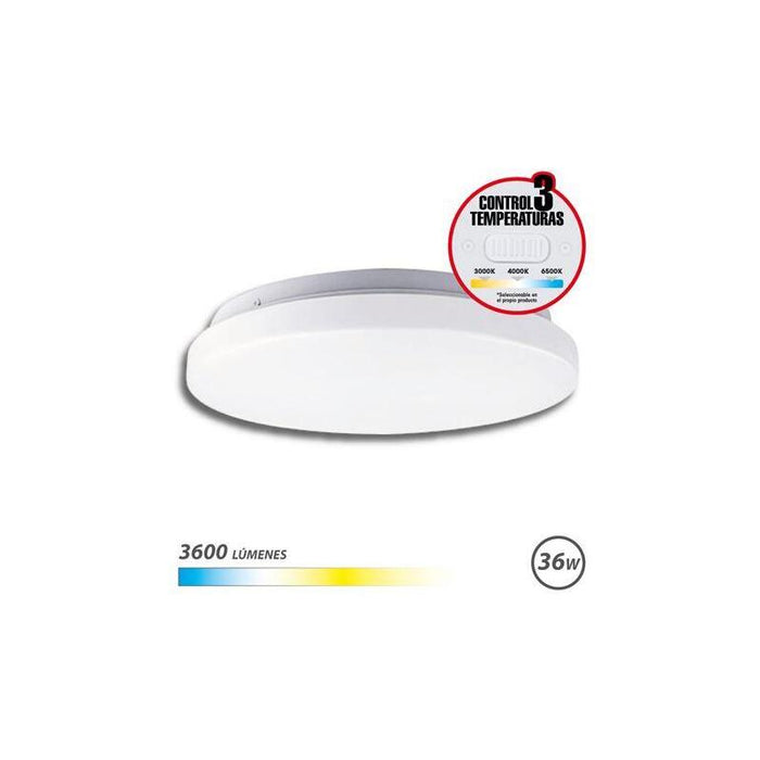 Elbat Aplique Led Techo Redondo 36w - 3600lm - Selector 3 Temperaturas - Blanco