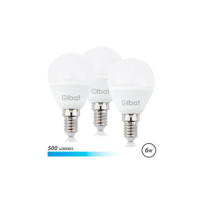 Elbat Pack De 3 Bombillas Led G45 De 6w - 500lm - Base E14 - Luz Fria
