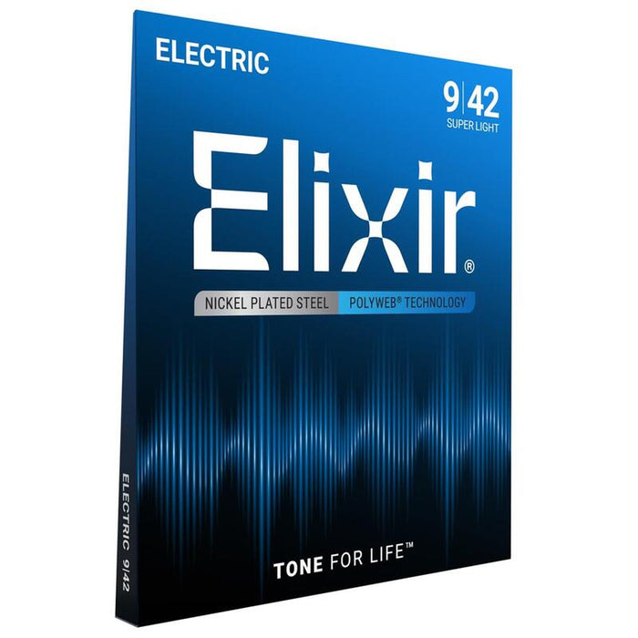 Elixir Cuerdas Para Guitarra Eléctrica Strings Con Recubrimiento Polyweb, Calibre Superligero (.009-.042)