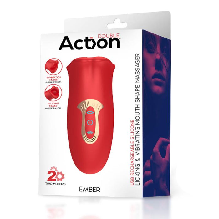 Ember Masajeador Forma Boca Con Lameteo Y Vibración Usb Silicona