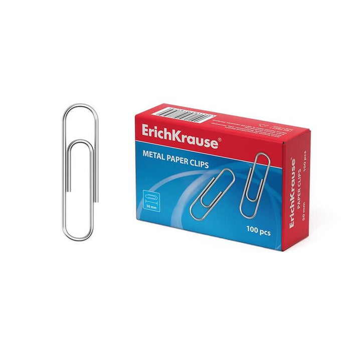 Erichkrause Clips Metalicos De Zinc - 50mm - Alta Resistencia Y Durabilidad - Resistente A La Corrosion - Sin Manchas Ni Arañazos - Color Plateado