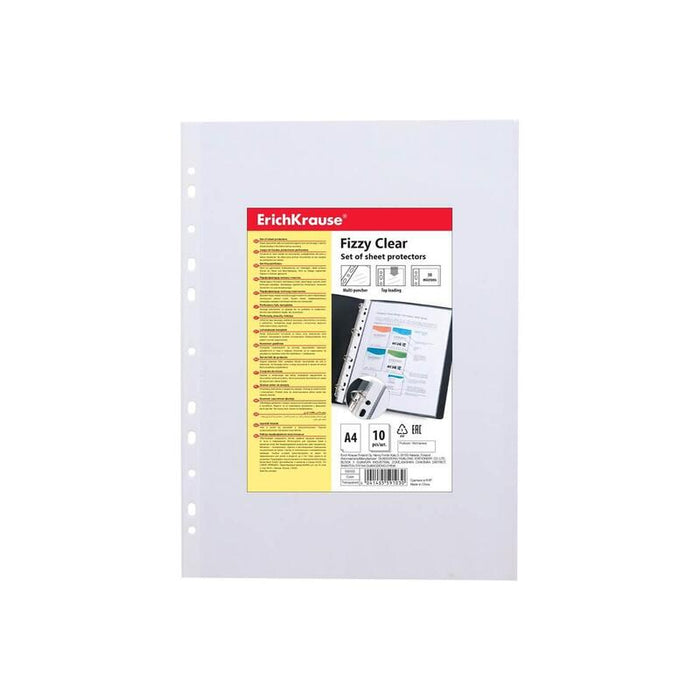 Erichkrause Pack De 10 Fundas Protectoras Fizzy Clear - 30cm - A4 - Transparente