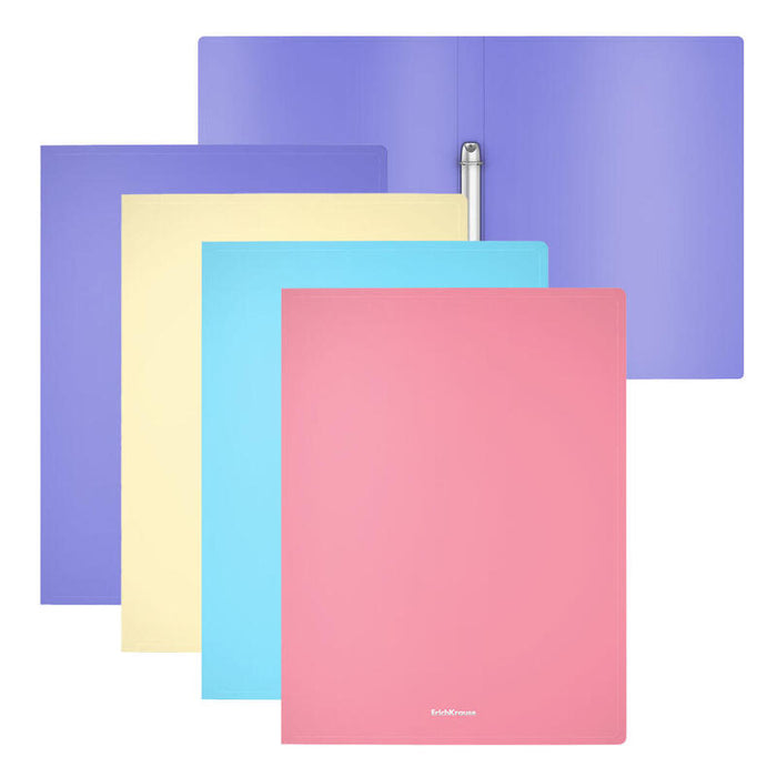 Erichkrause Pack De 4 Carpetas Anillas Matt Pastel - 2 Anillas De 24mm - Tamaño A4 - Colores Surtidos
