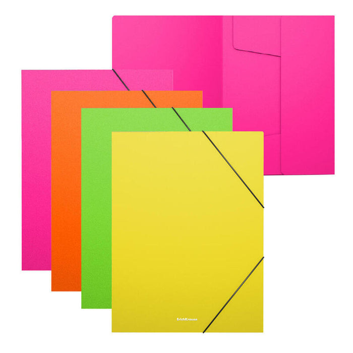 Erichkrause Pack De 4 Carpetas Solapas Matt Neon - A4 - Colores Surtidos