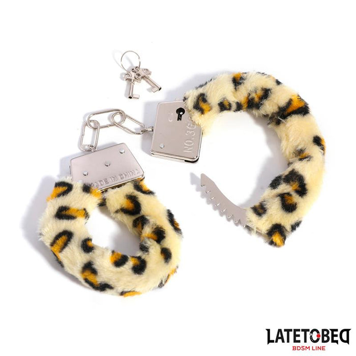 Esposas De Metal Furry Con Pelo Animal Print Leopardo