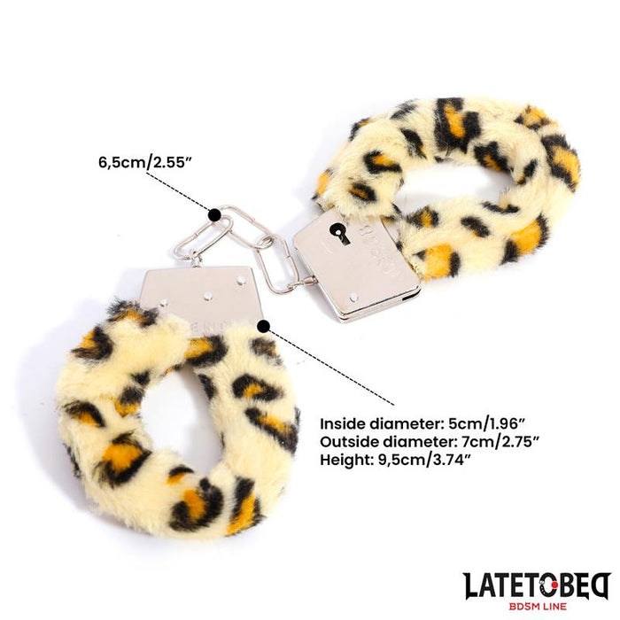 Esposas De Metal Furry Con Pelo Animal Print Leopardo