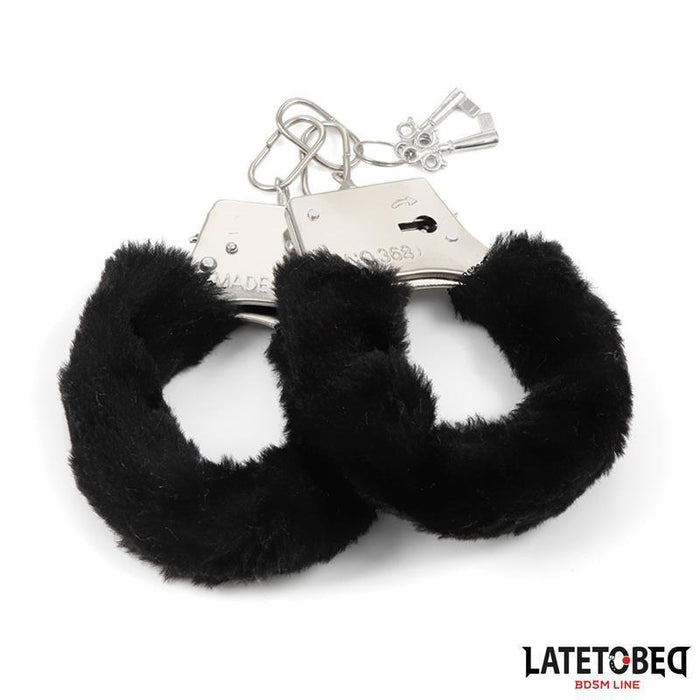 Esposas De Metal Furry Con Pelo Negro