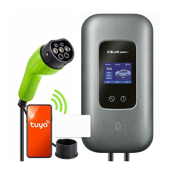 Estación De Carga Para Coche Eléctrico Y Hybryd 3fazy 22kw 32a Wi-Fi Lcd Rfid Tuya 5m