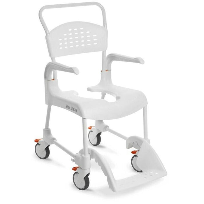 Etac Clean Wózek Toaletowo-Prysznicowy Zregulacja Wysokosci Siedziska (47,5 Do 60cm)- 4 Hamulce, Kol. Sniezny Bialy