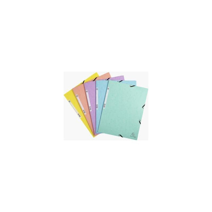 Exacompta Carpeta Aquarel Cartón Lustrado 400 Gr Tres Solapas Gomas A4 Mate Surtidos Pastel -5u-